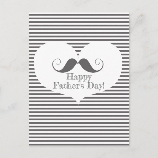 Gelukkig Vaderdag! Fun Mustache & Gray Stripes Briefkaart (Voorkant)