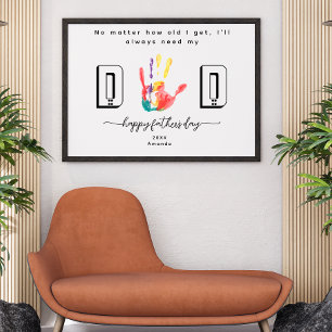 Gelukkig Vaderdag Handafdruk bloem Kunst Poster
