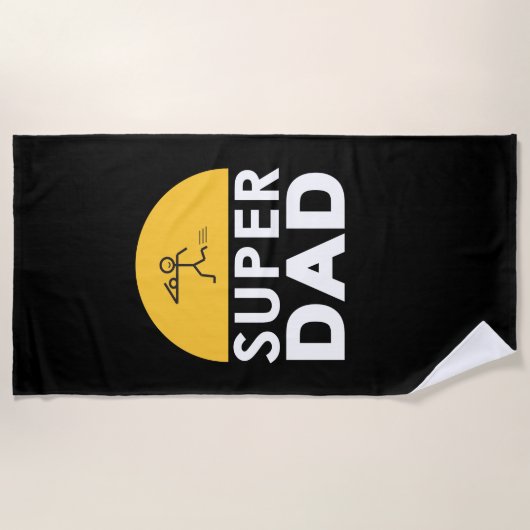 Gelukkig Vaderdag Modern Design "Super Dad" Strandlaken (Voorkant)