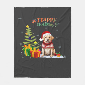 Gelukkig vakantie Labrador Retriever Hond Kerstmis Fleece Deken