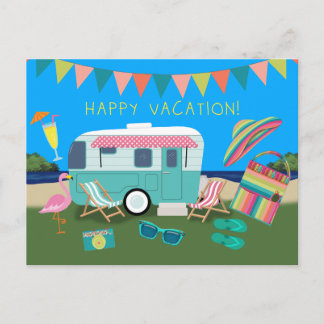 Gelukkig vakantie meer camping briefkaart