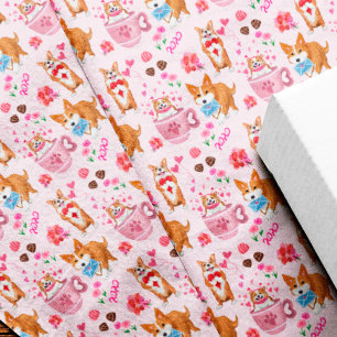 Gelukkig Valentijns Corgi-dagpatroon Tissuepapier
