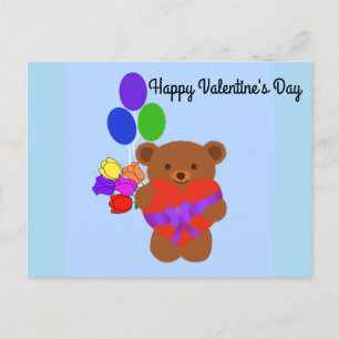 Gelukkig Valentijnsdag Cute Teddy Bear #4 Briefkaa Briefkaart