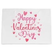 Gelukkig Valentijnsdag Elegant Script Pink Hearts Groot Cadeauzakje (Voorkant)