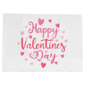 Gelukkig Valentijnsdag Elegant Script Pink Hearts Groot Cadeauzakje (Achterkant)