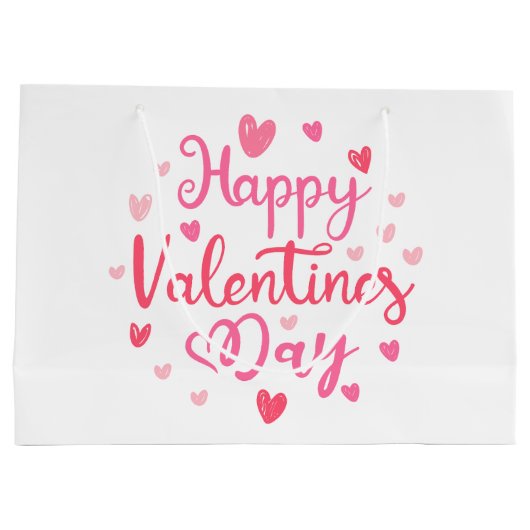 Gelukkig Valentijnsdag Elegant Script Pink Hearts Groot Cadeauzakje (Achterkant)