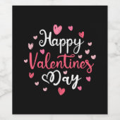 Gelukkig Valentijnsdag Elegant Script Pink Hearts Wijn Etiket (Enkel label)