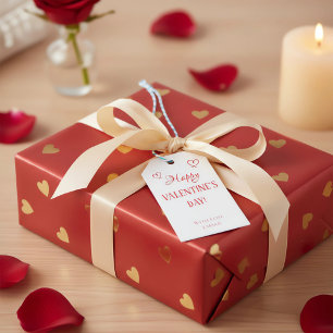 Gelukkig Valentijnsdag Gift Tag met Elegant Ontwer Cadeaulabel
