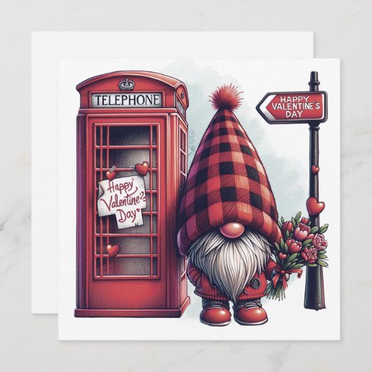 Gelukkig Valentijnsdag Gnome Feestdagenkaart (Voorkant / Achterkant)