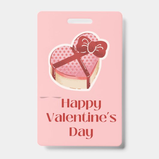 Gelukkig Valentijnsdag Hart Geschenkdoos Label Badge (Voorzijde)