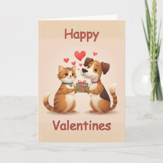Gelukkig Valentijnsdag Kat & Hond ontwerp Kaart