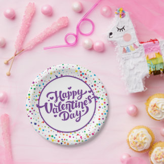 Gelukkig Valentijnsdag kleurrijke Confetti Papieren Bordje