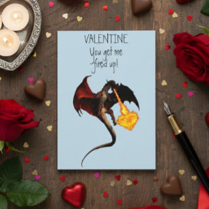 Gelukkig Valentijnsdag Red Dragon Fire Heart Kaart