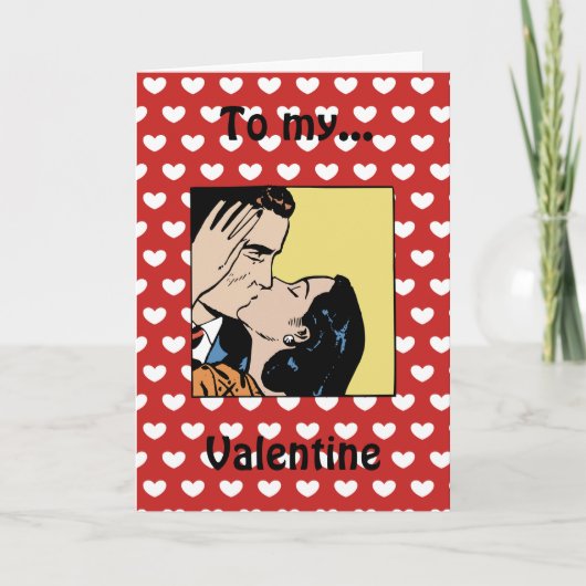 Gelukkig Valentijnsdag Retro Lover's Kaart (Voorkant)