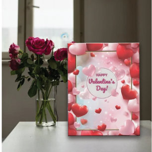 Gelukkig Valentijnsdag rood en roze hart Feestdagenkaart