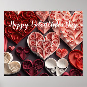 Gelukkig Valentijnsdag rood en roze hart Poster