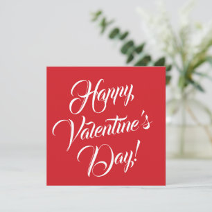 Gelukkig Valentijnsdag rood wit elegant script Kaart