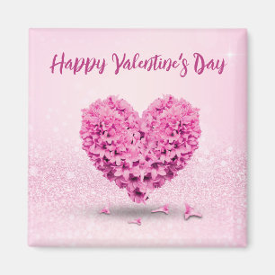 Gelukkig Valentijnsdag roze loffend hyacinth Heart Magneet