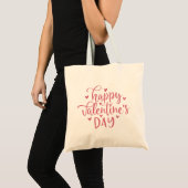 Gelukkig Valentijnsdag roze script en hart Tote Bag (Voorkant (product))