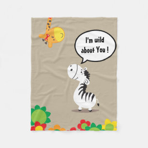 Gelukkig Valentijnsdag schattige zebra en giraffe Fleece Deken