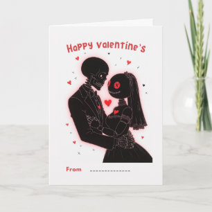 Gelukkig Valentijnsdag Skelet Koppel Kaart