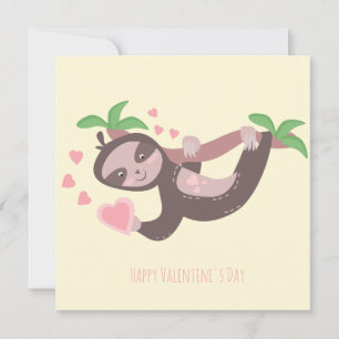 Gelukkig Valentijnsdag Sloth Hearts Illustratie Kaart