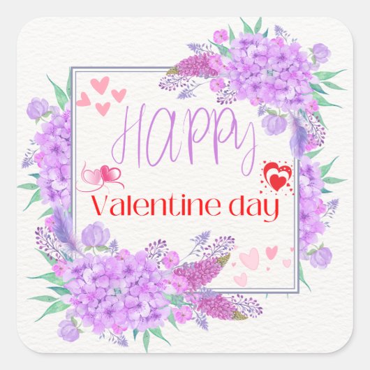 Gelukkig Valentijnsdag Vierkante Sticker (Voorkant)