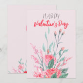 Gelukkig Valentijnsdag Watercolor Bloemen Vakantie Feestdagenkaart (Voorkant / Achterkant)