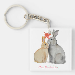 Gelukkig Valentijnsdag waterverf bunnies Sleutelhanger
