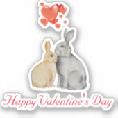 Gelukkig Valentijnsdag waterverf bunnies Sticker (Voorkant)