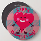 Gelukkig Valentijnsdag | Wimysisch hartkarakter Ronde Button 6,0 Cm (Voorkant /achterkant)