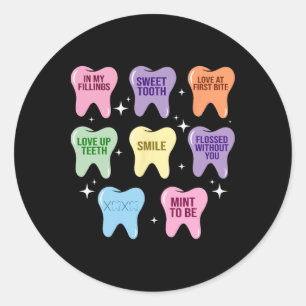 Gelukkig Valentijnshart Tanden Tandarts Tandhygiën Ronde Sticker
