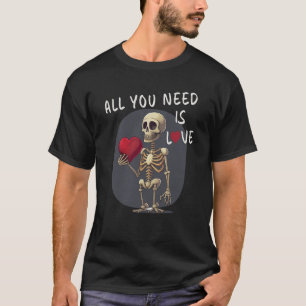 Gelukkig Valentijnskelet Rood hart heeft liefde no T-shirt