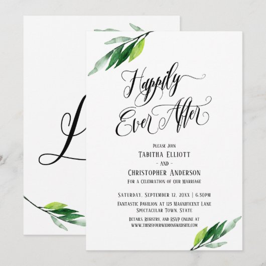 Gelukkig van Nu Af Aan Uitgebreid Script Groene De Kaart (Voorkant / Achterkant)