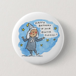 Gelukkig verjaardag als het uw eer behaagt ronde button 5,7 cm