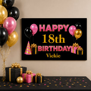 Gelukkig Verjaardag Elke Leeftijd Zwart Perfect Poster