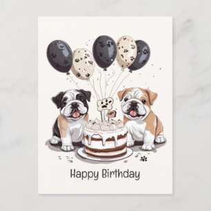 Gelukkig Verjaardag Engelse Bulldogs Briefkaart