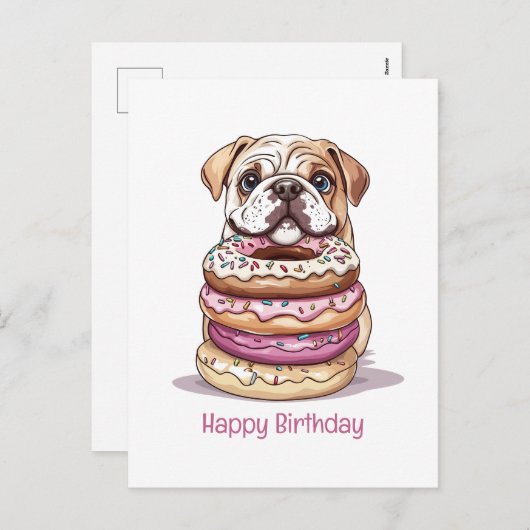 Gelukkig Verjaardag Engelse Bulldogs Feestdagenkaart (Voorkant / Achterkant)