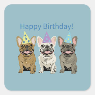 Gelukkig Verjaardag! Franse Bulldoggen Vierkante Sticker