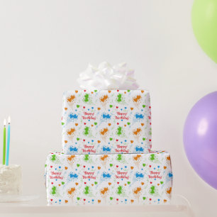 Gelukkig Verjaardag Kleurrijke Harten Cadeaupapier