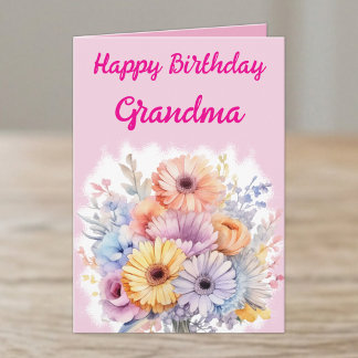Gelukkig Verjaardag Oma roze bloemen Kaart