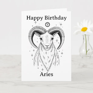 Gelukkig Verjaardag Ram Aries Handgetekend Kaart