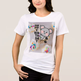 Gelukkig Verjaardag Rat Cute Cartoon T-Shirt voor