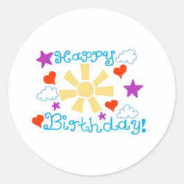 Gelukkig Verjaardag Ronde Sticker