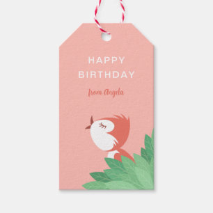 Gelukkig Verjaardag Schattig Vogeltje Kuiken Meisj Cadeaulabel