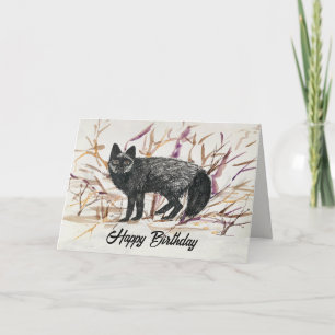 Gelukkig Verjaardag Silver Fox Wildlife Kaart