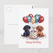 Gelukkig Verjaardag Teckel Honden Briefkaart (Voorkant / Achterkant)