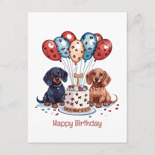 Gelukkig Verjaardag Teckel Honden Briefkaart (Voorkant)