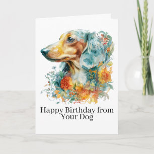 Gelukkig Verjaardag van Cute Bloemige Dachshund Kaart