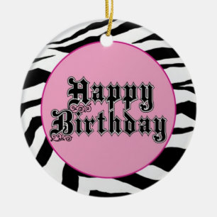 Gelukkig verjaardag Zebra Keramisch Ornament